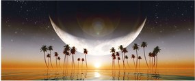 Tablou- Luna deasupra palmierilor (120x50 cm)