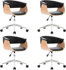 vidaXL Scaune de bucătărie pivotante, 4 buc., negru, piele ecologică