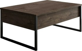 Masuta cafea Luxe, nuc/negru, PAL/metal, 90x60x40 cm