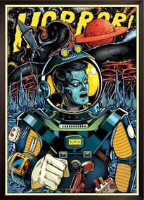 Ilustrație Astronaut in outer space, retro futurism, Man_Half-tube