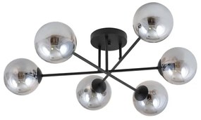 Lustră pe tijă ROMA 6xE14/10W/230V negru/fumuriu