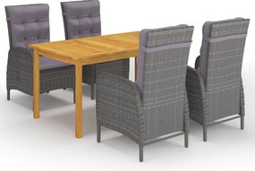 vidaXL Set de masă pentru grădină, 5 piese, gri