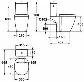 Set Vas WC cu rezervor si capac soft-close Ideal Standard Connect Cube, E717001