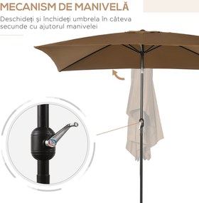 Outsunny Umbrela de Gradina Dreptunghiulara 195×295 cm – Alb | Aosom Romania