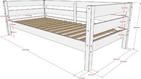 Pat pentru copii alb din lemn de pin cu somieră 90x200 cm Margrit – Vipack