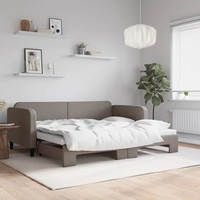 vidaXL Pat de zi cu extensie, gri taupe, 90x200 cm, textil
