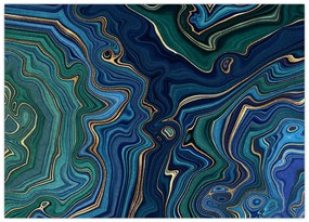 Tablou pe sticlă - Marmură verde- albastru (70x50 cm)