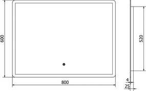 Mexen Navia oglindă de baie iluminată 80 x 60 cm, LED 6000K, anti-aburire - 9803-080-060-611-00
