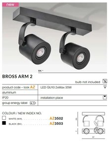 Spot aplicat cu brat directionabil de tavan/plafon BROSS ARM 2 alb ZZ AZ3502