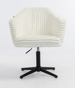 HR832CROSS Scaun Alb Teddy Cord cu Bază Neagră