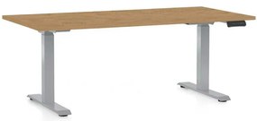 Masă înălțime reglabilă OfficeTech D, 160 x 80 cm, picioare gri, stejar piatra