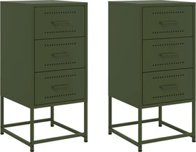 vidaXL Noptiere, 2 buc., verde olive, 36x39x78 cm, oțel