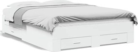 vidaXL Cadru pat cu sertare alb extralucios 140x190 cm, lemn prelucrat