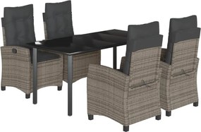 vidaXL Set mobilier de grădină cu perne, 5 piese, gri, poliratan