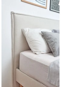 Pat matrimonial 160x200 cm bej tapițat cu somieră Sary – Bobochic Paris