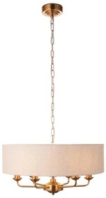 Endon 110722 - Lustră suspendată pe lanț HIGHCLERE, 6xE14/40W/230V, bej/alamă, diametru 55 cm