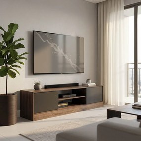 Comoda TV Sasora, nuanta stejar-antracit, 150 x 35 x 41.5 cm