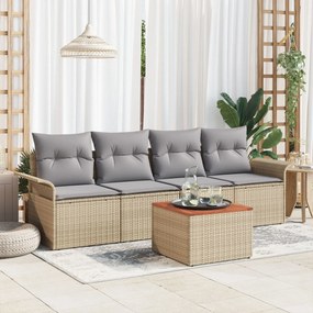vidaXL Set canapele grădină cu perne bej din ratan poli acacia