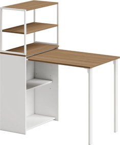 HOMCOM Birou pliant Masă de bucătărie cu 4 rafturi Birou pentru computer Masă de lucru Masă pentru laptop 105 x 60 x 127 cm Lemn natural | Aosom Romania