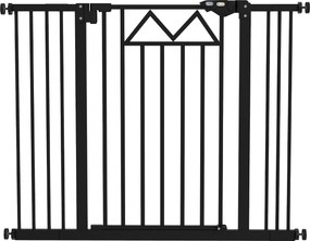 PawHut Barieră pentru câini cu 4 șuruburi reglabile și bandă adezivă, din metal și plastic, 74-100x76 cm, negru | Aosom Romania