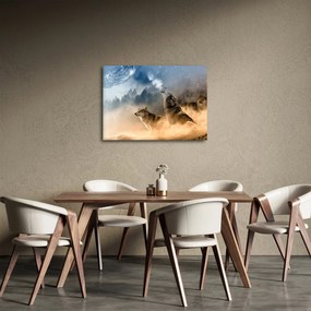 Tablou - lupii urlând la lună (70x50 cm)