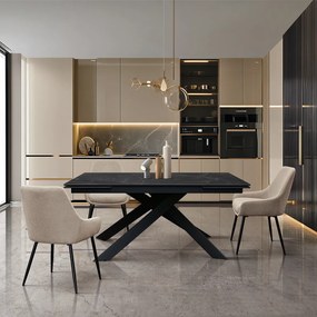 Masa ceramica extensibila Calacatta 160 cm/ 90 cm/ h76 cm
