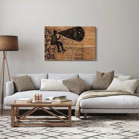 Tablou - Barbat cu biciclete stil Bansky (90x60 cm)