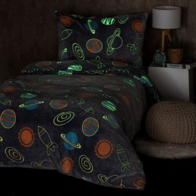 Lenjerie de pat fluorescentă 4Home Planetarium, microflanelă,  140 x 200 cm, 70 x 90 cm