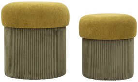 Mauro Ferretti Puff cu Depozitare Verde Set 2 Buc cm Ø 42x44-35x36 | Aosom Romania