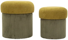 Mauro Ferretti Puff cu Depozitare Verde Set 2 Buc cm Ø 42x44-35x36 | Aosom Romania