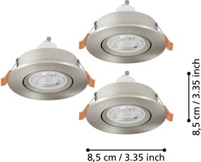 Eglo 902253 - Set de 3 spoturi LED încastrate BARRANCO pentru baie, 1x GU10/4,5W/230V, IP44, crom