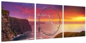 Tablou - Stâncile din Moher (cu ceas) (90x30 cm)