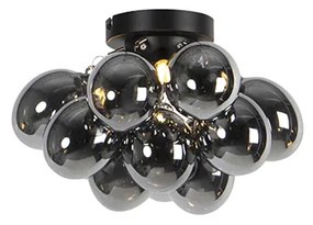Plafoniera de design neagra cu sticla fumurie cu 3 lumini - Uvas