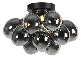 Plafoniera de design neagra cu sticla fumurie cu 3 lumini - Uvas