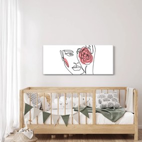 Tablou - Linie de artă față cu trandafir (120x50 cm)
