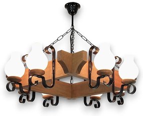 Candelabru rustic fabricat manual din lemn dim.67x67cm, 8 brate Queen WOOD-QU-SP8