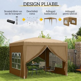 Foisor de gradina pliabil Outsunny din otel si tesatura Oxford cu funii si cuie incluse, 2,95x2,95x2,58 m, alb | Aosom Romania