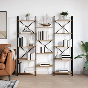 vidaXL Raft pentru cărți stejar artizanal 156 x 25 x 167.5 cm