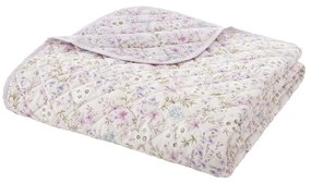 Cuvertură mov lavandă-bej matlasată din bumbac 220x230 cm Ditsy Floral – Bianca