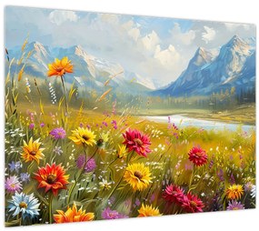 Tablou pe sticlă - Peisaj pictat (70x50 cm)