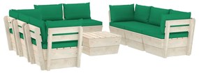 3063653 vidaXL Set mobilier grădină paleți, 9 piese, cu perne, lemn de molid