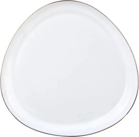 Set de masă Kinghoff KH 2036, 18 piese, pentru 6 persoane, sticlă opală, margine aurie, alb