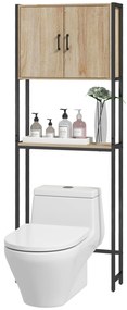 kleankin Etagere de toaletă mobilier de baie deasupra toaletei WC cu dulap 2 uși și raft deschis | Aosom Romania