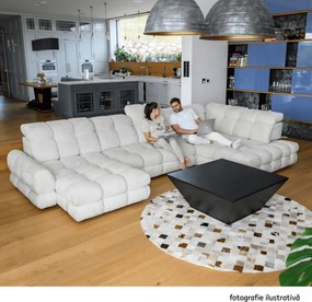 Set canapea extensibilă cu funcţie de extensie electrică, crem, pe dreapta, TOLLO L ROH