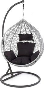 Balansoar gradina EGGY, gri/negru, rattan sintetic/stofa, 106x106x195
