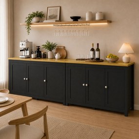 HOMCOM Dulap cu 2 Compartimente și 2 Rafturi Reglabile pe 3 Nivele, 120 x 40 x 70 cm, Negru și Lemn | Aosom Romania