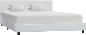 vidaXL Cadru de pat, alb, 160x200 cm, piele ecologică