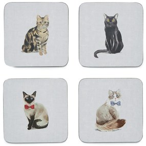 Set 4 suporturi de pahare Cooksmart ® Curious Cats, albastru
