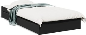 vidaXL Cadru de pat cu sertare, negru, 90x190 cm, lemn prelucrat