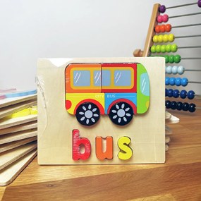 Puzzle din lemn pentru copii "Autobuz"